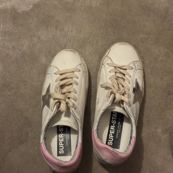 Golden Goose Shoes - Golden Goose White and Pink Star Sneakers